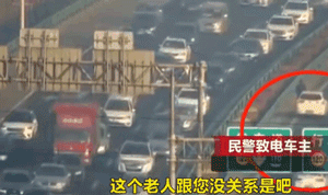 老人高速上遛狗，陌生女司机默默尾随“守护”！-4.gif