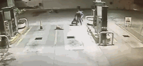 加油工人收养了一只漂泊狗，从此加油站多了个免费保安！-5.gif