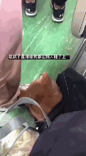 带柴柴搭火车，这货把坐票睡成了卧铺，还找了个陌生人当枕头...-4.gif