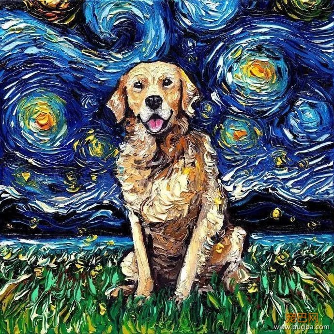 当狗狗遇到梵高，这群星空下的狗砸，也太梦幻了吧！-7.jpeg
